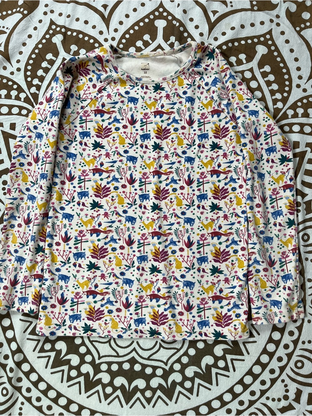 Tea Collection White Long-Sleeve Tee with Multicolor Forest Animal Print